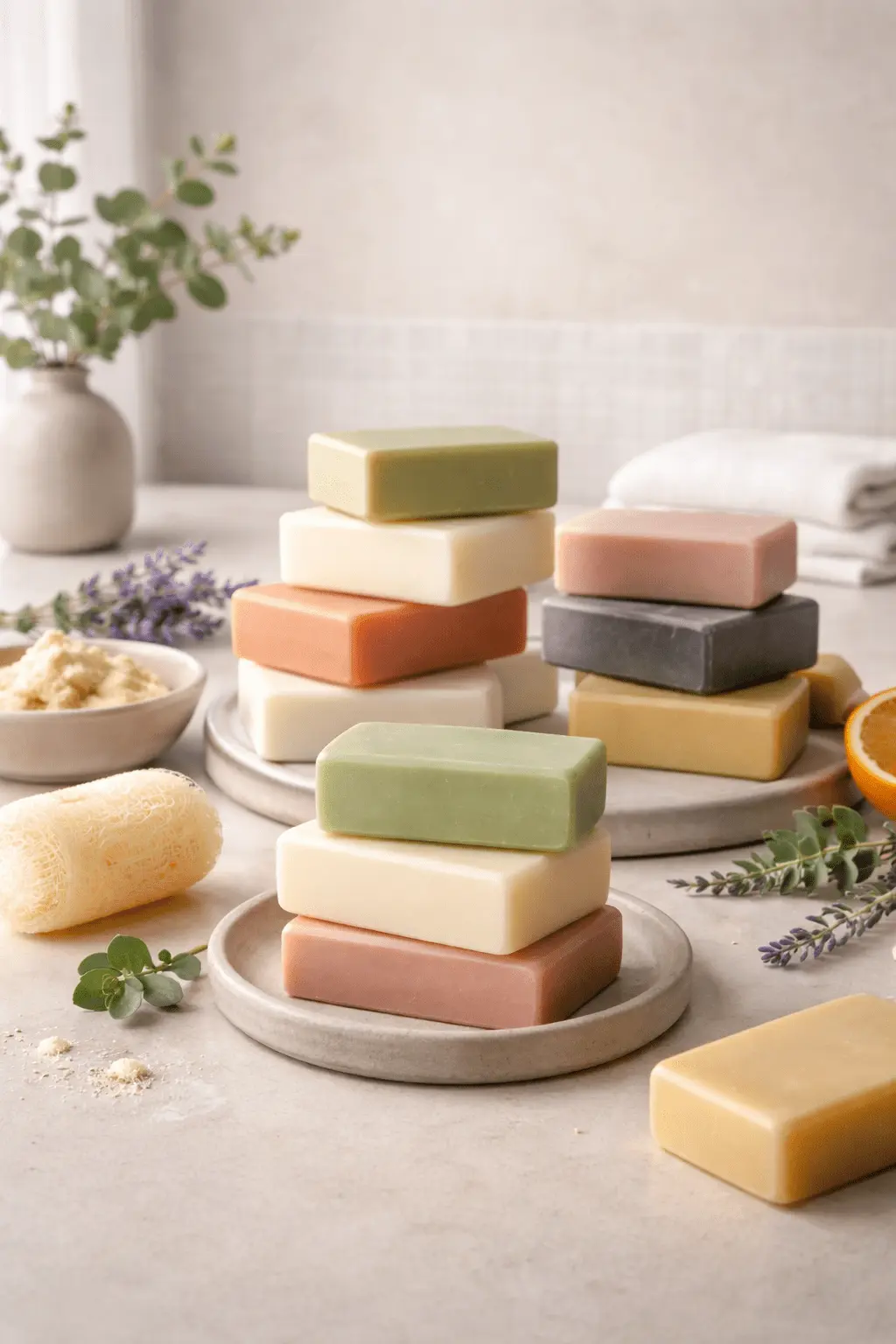Alaffia Good Soap bars in multiple scent variants displayed under neutral lighting for formulation and performance evaluation