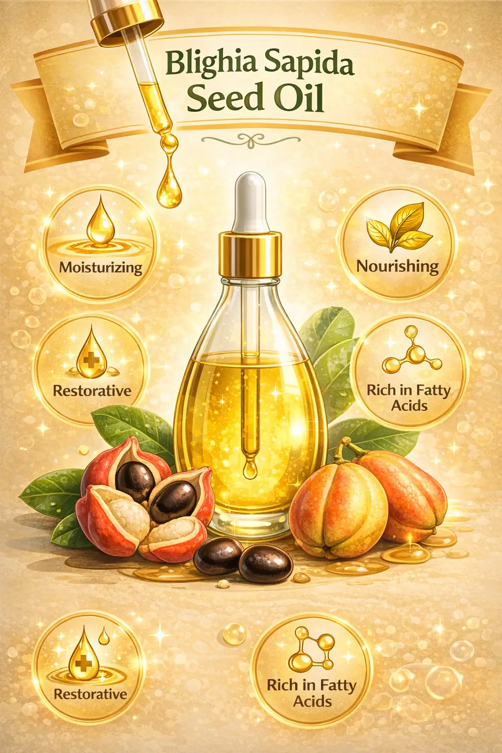 Blighia Sapida Seed Oil cosmetic ingredient illustration