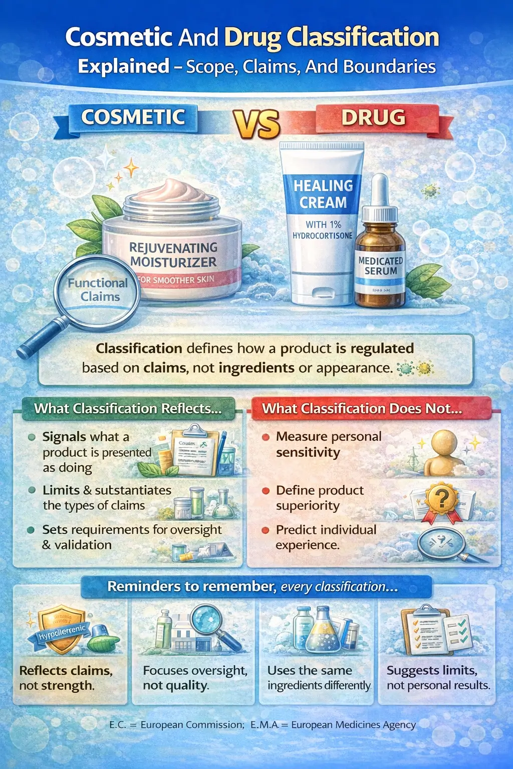 Cosmetic and drug product labeling differences in regulatory context