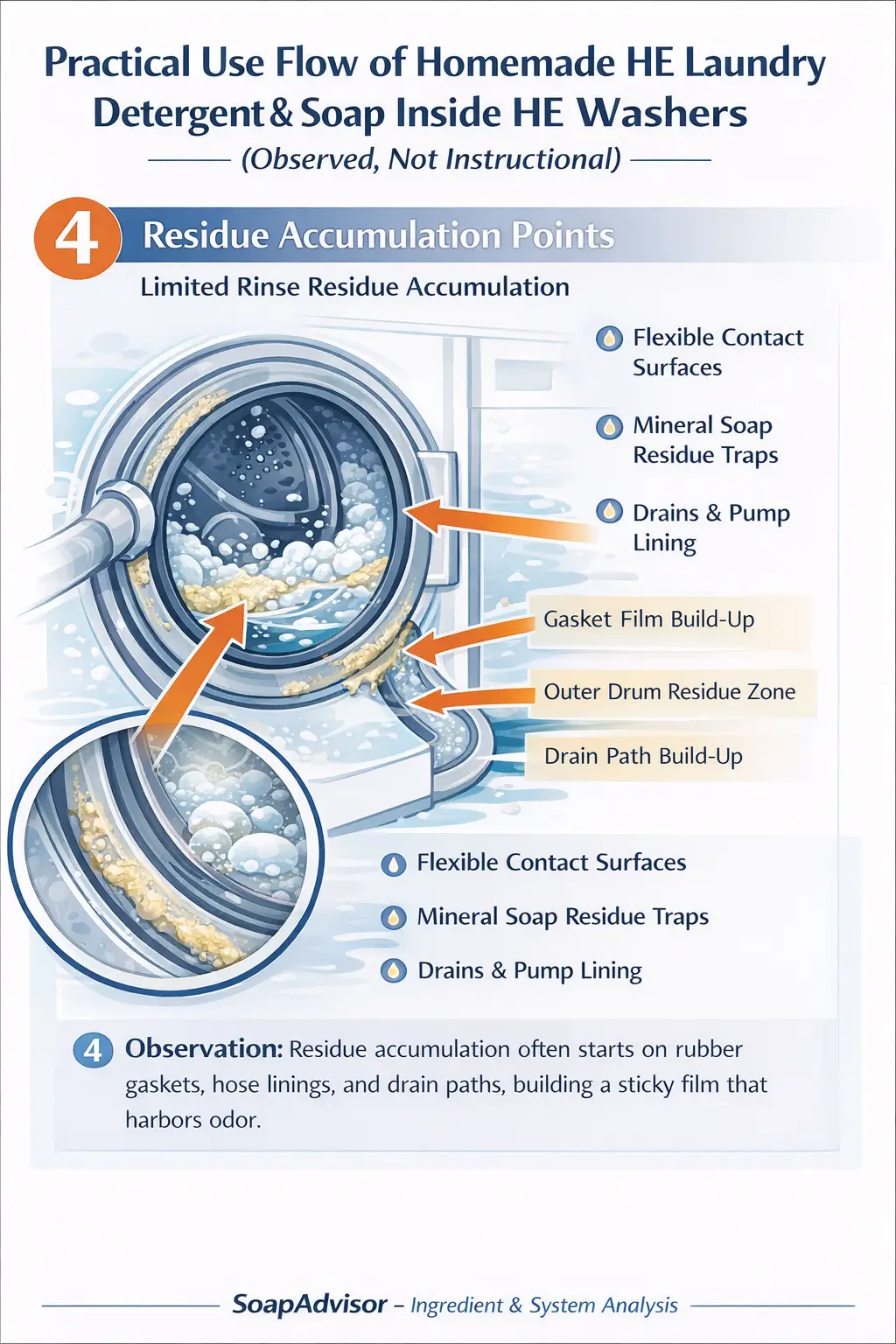 HE washer door gasket showing early residue film accumulation