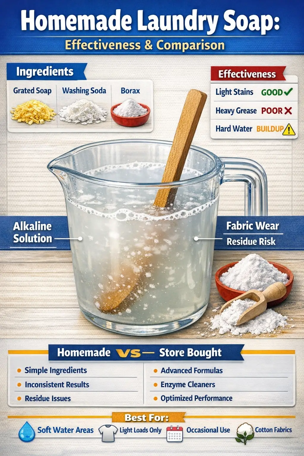 Homemade laundry soap flakes dissolved in warm water showing cloudy alkaline solution used for washing cotton fabrics