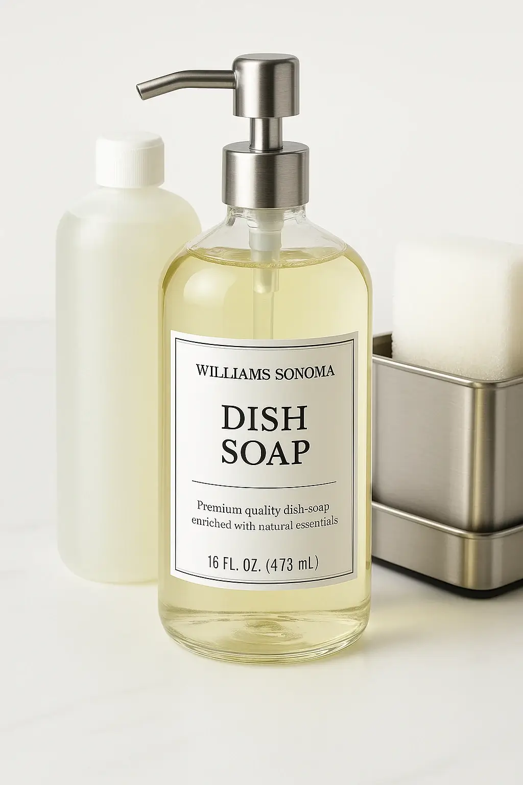Williams Sonoma dish soap bottle with pump dispenser and citrus botanical scent accents